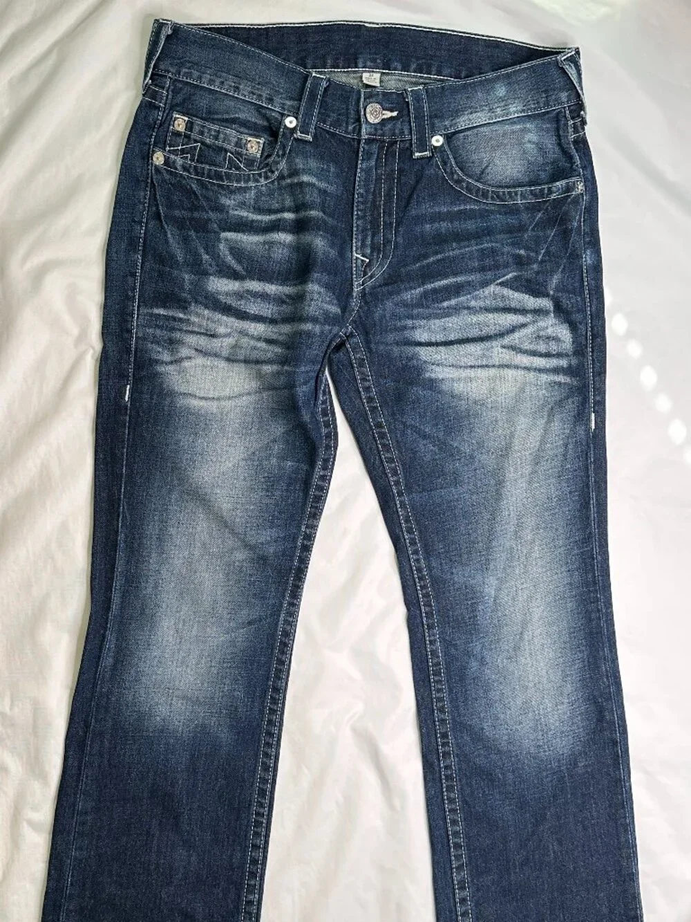 True Religion Section Straight Jeans Mens 33x31 Medium Wash Blue Denim Casual